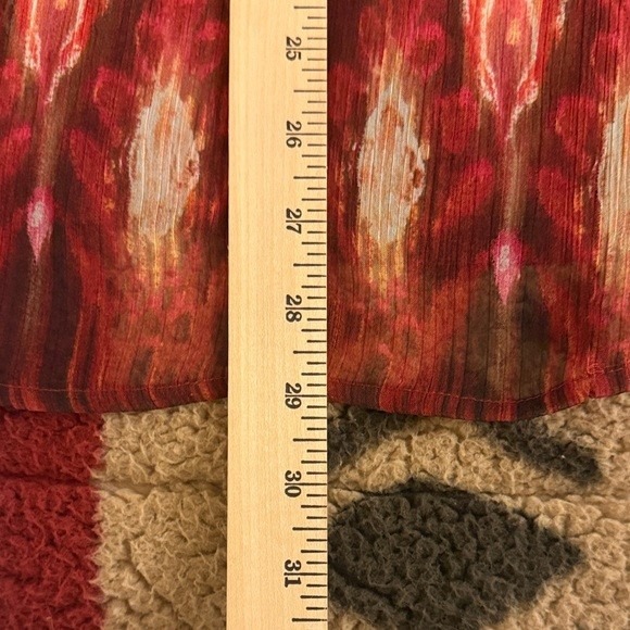 Chicos Size 2 Beaded Neck Tunic Top Blouse Sheer Ikat Print Kimono Sleeve - Picture 6 of 6
